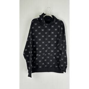 Men's Black Hoodie with White Text Print